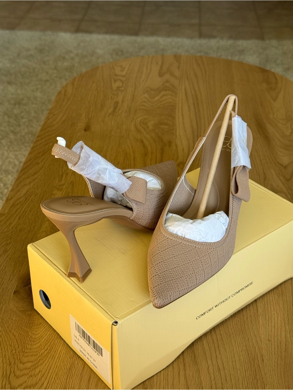 Cosy Island EverLush Apricot Bow Pointed Toe Slingback Heels US 8 NWB